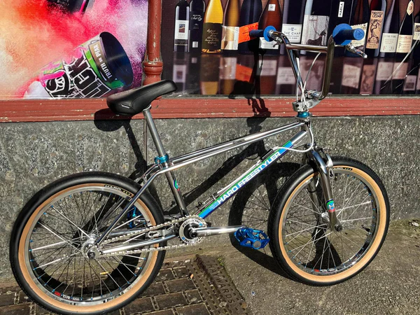 Haro 40th Anniversary Freestyler BMX Bike in chrome blue, showcasing a full chromoly frame and custom limited-edition design.